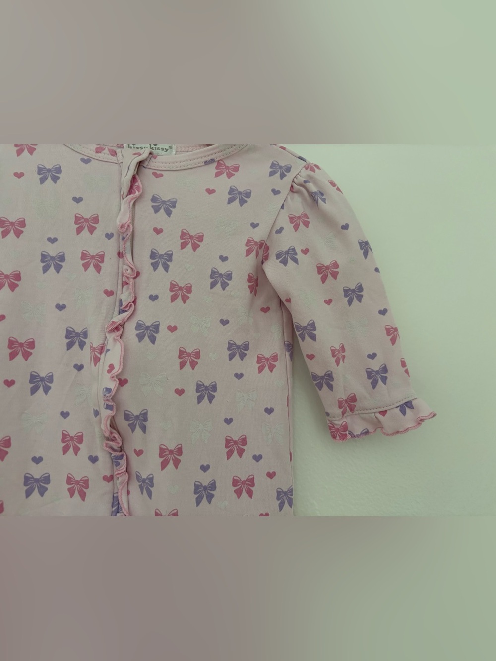 Kissy Kissy Light Pink Bow Ruffle Footed One-Piece - Picture 2 of 4